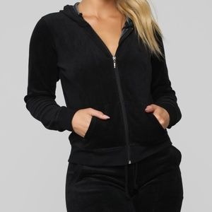 Velour Lounge Set in Black-NEW